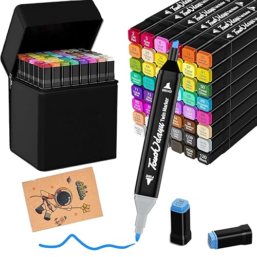 48 Colored Alcohol Markers, Dual Tip Marker Pens for Adults Artist Manga, Colouring Markers Pens with Storage Base, Permanent Marker Set, Felt Tip Art Pens, Colouring Pensfor Drawing, Sketching, Anime