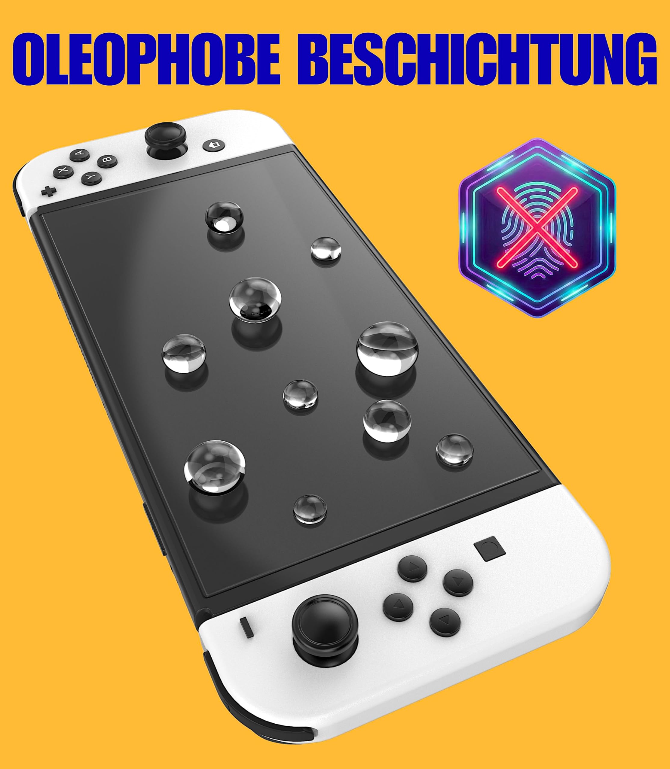 XeloTech Schutzglas für Nintendo Switch OLED mit Schablone zur Positionierung 2 Stück - Echter Dispalyschutz - Keine Folie aus Plastik - Echtes Glas - 7.0 Zoll 3