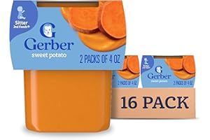 Gerber Stage 2 Baby Food, Sweet Potato Puree Tubs, No Added Salt, No Artificial Colors or Flavors, Baby Puree, 16-Pack
