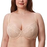 DELIMIRA Women's Balconette Bra Plus Size Lace Sexy