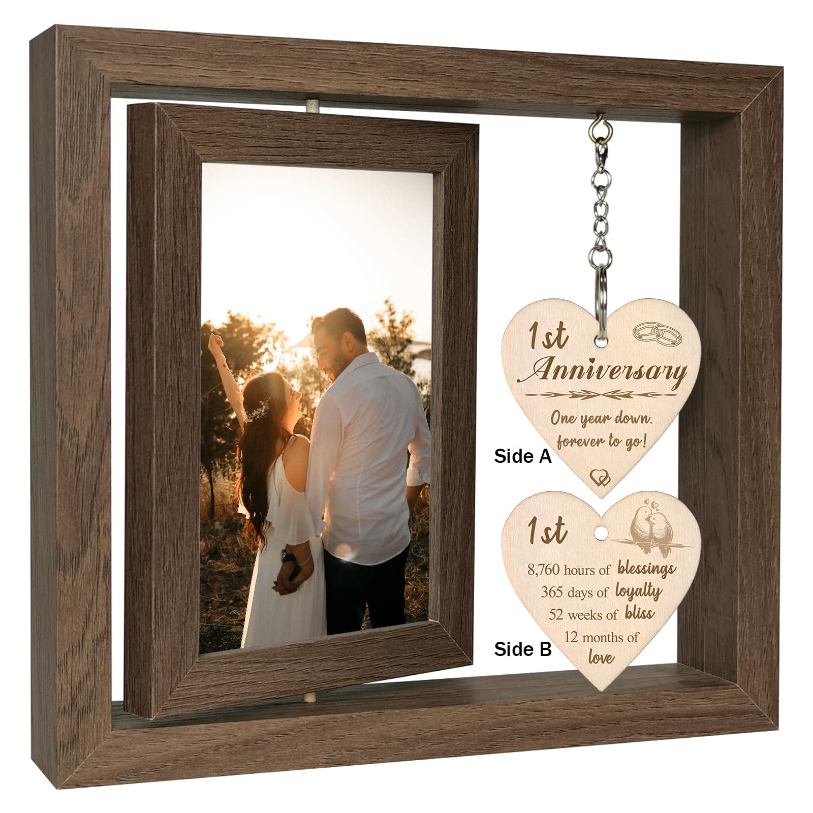 Paper Anniversary Photo Frame Gifts for Girlfriend Boyfriend Her Him, 1 Year Wedding Anniversary Photo Frame for Wife Men Husband (Dis Two 15x10 cm) — image 1