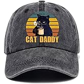 Cat Daddy, Funny Baseball Cap, Funny Hats, Men Dad Hat, Cat Lover Hat Gifts, Adjustable Cotton Baseball Cap for Men Black