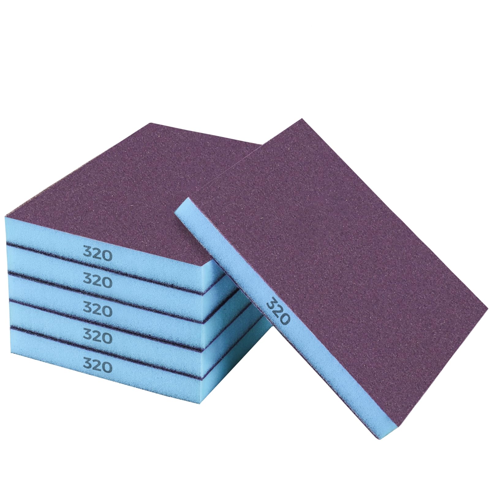 STEBRUAM 6 Pieces Sanding Sponges, 320 Grits Specifications Sanding Pads,sand sponge Washable and Reusable,Sand Paper Pack for Metal Wood Wall