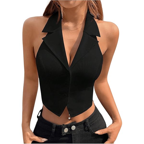 トップス machatt CROPPED VEST black Cityork Puffer Vest Women Stand Collar Zipper Cropped Vest