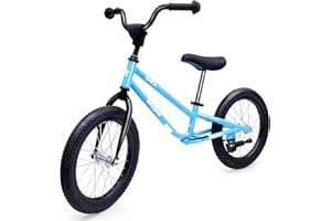 Bicystar 16 Inch Kids Balance Bike for 5-8 Year Old, BMX Kids Bike with No Pedals, Air Rubber Tires, Footrests, Adjustable Height for Big Kids, Boys, Girls (Blue)