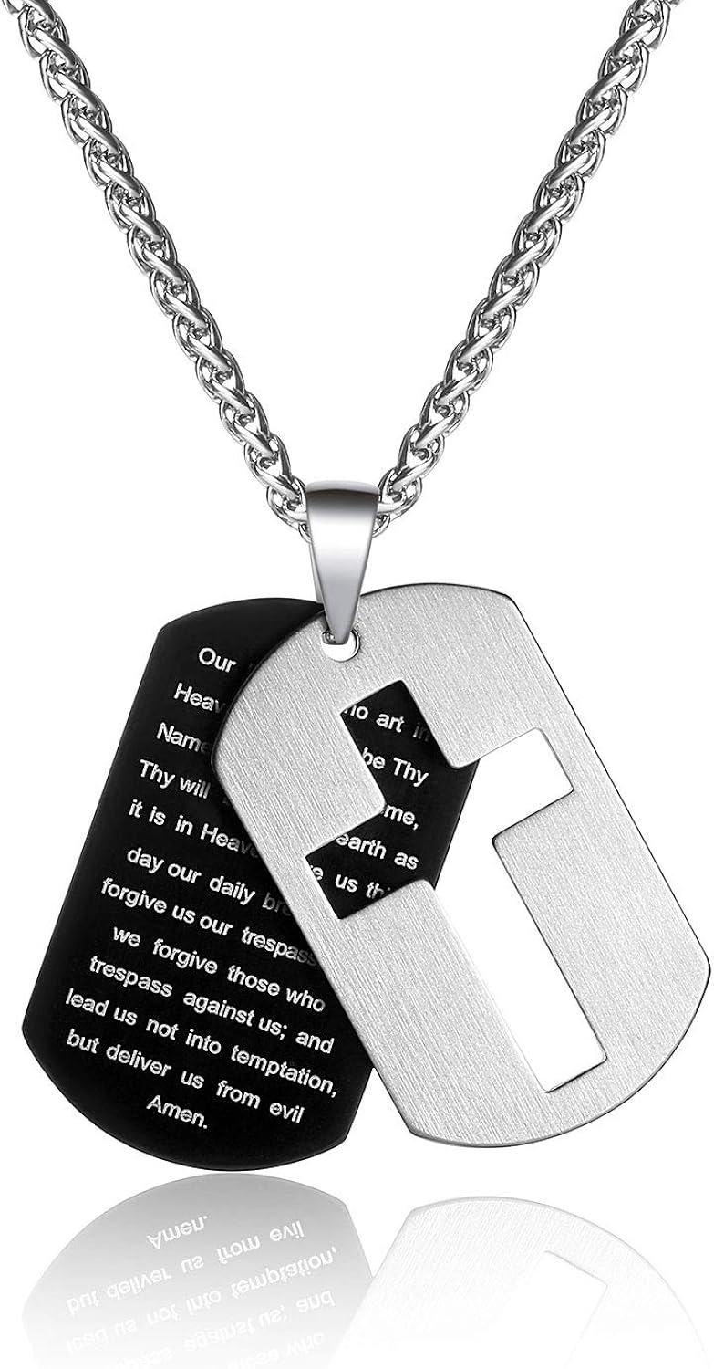 lord's prayer dog tag necklace
