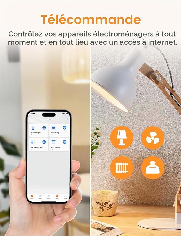 Prise Connectée WiFi avec Surveillance de l'Énergie, Prise Programmable Intelligente avec Surveillance Solaire, Tarif TOU, Protection contre les Surintensités et la Surchauffe, avec Alexa