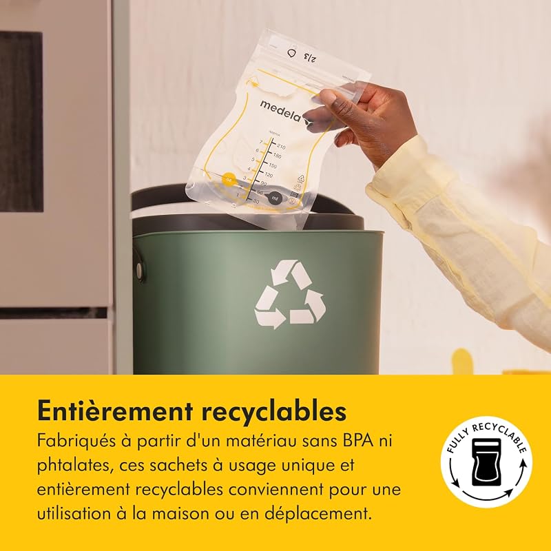 sachets de conservation pour lait maternel Easy Pour, capacité de 210 ml, conception anti-fuite avec protection du lait, fabriqués sans BPA, jetables, lot de 100