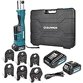 ZUPPER Standard Pro Press Tool kit with 6 Copper Pro Press Jaws 1/2" to 2", 2pcs 4AH Battery, Fast Charger & Carrying Case