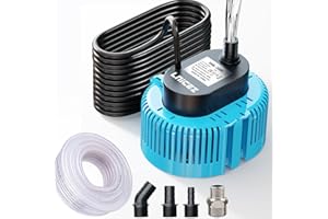 LNICEZ Sump Pump, 950GPH Ultra-quiet, Submersible Water Pump, Pool Cover Pump, Sump Pump for Pool Draining with 16ft Drainage Hose, Upgraded 25ft Thicker Power Cable and 4 Adapters, Blue