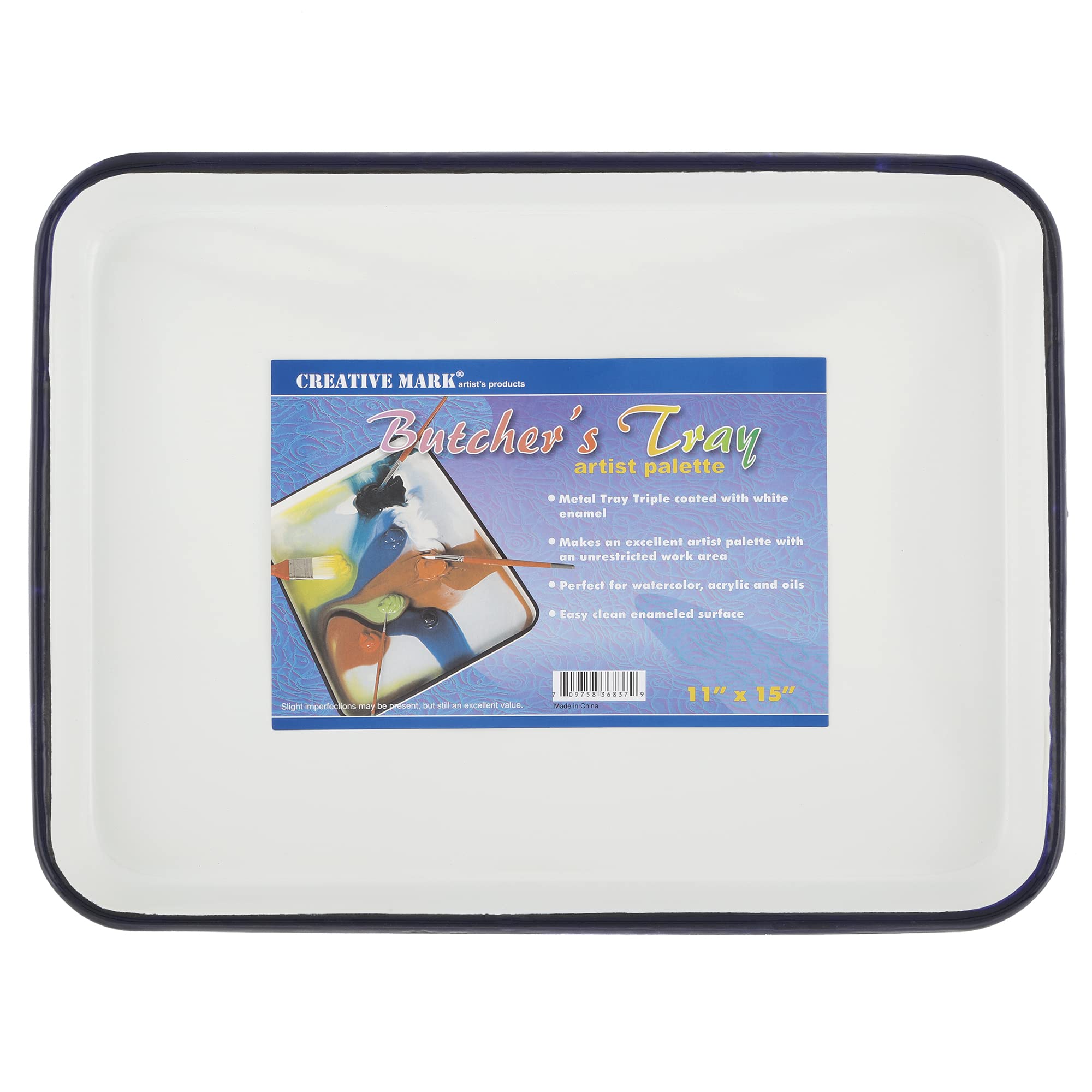 Photo 1 of Creative Mark Butcher Tray Palette - 11 x 15 Inches - Triple Coated Enamel Tray Palette for Painting, Color Theory, Mixing, and More