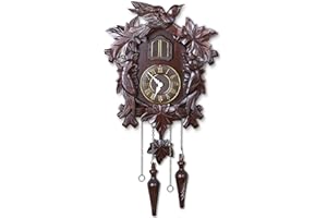 Kendal Cuckoo Clock Large Vintage Wall Clock Handcrafted Wood Cuckoo Clock House Home Decor with Singing Bird & Black Forest Bird Decoration MX113