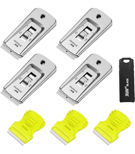 Razor Blade Scraper – Stainless Steel Glass Tool With Ergonomic Handle, Extra Blades For Paint, Sticker & Decal Removal On Windows, Stovetops & Floors
