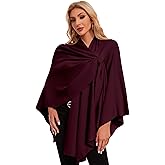 PULI Womens Elegant Cross Front Shawl Wraps Knitted Ponchos Cape Light Weight Poncho Sweater Soft Warm Travel Wraps