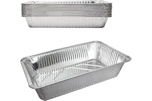 LAVOHOME Durable Disposable Aluminum Foil Steam Roaster Pans, Full Size Deep, Heavy Duty Baking Roasting Broiling 21 x 13 x 3.5 inches Thanksgiving Turkey Dinner (15)