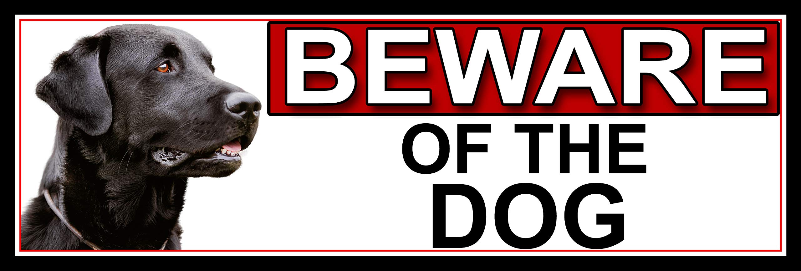SHAWPRINT Black Labrador BEWARE OF THE DOG METAL GATE SIGN 266mm x 87m. (501H2)