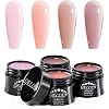 Gellen Builder Gel, Nail Extension UV Nail Gel Set Acrylic Nail Gel Kit, Easy DIY Home Gel Manicure - Pink Nudes Peach 4 Colo