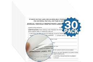 PUNCHMAN 30 Pack FMCSA Annual Vehicle Inspection Sticker - 2-Ply DOT Annual Vehicle Inspection Label Adhesive Vinyl Sticker with Mylar Laminate,Interior Vehicle Adhesive Labels,5" X 4",DOT Compliant
