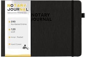 HOMLIVE Notary Journal Log Book, Notary Book with 390 Record Entries, 10"X7" Notary Log Book Notary Public Journal for Notarial Acts, Hardcover, 120gsm Thick Numbered Pages, Black