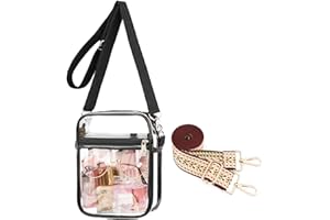 WEDDINGHELPER Clear Crossbody Bag, Clear Bag Stadium Approved Adjustable Strap for Concerts Sports Events