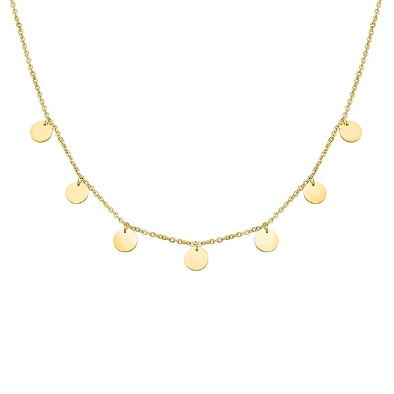 Plättchen Halskette aus widerstandsfähigem Edelstahl in Farbe Rose-Gold und Silber für Damen mit verstellbarer Länge Collier 