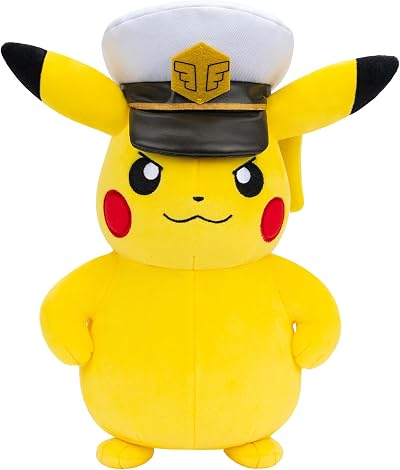 Pokémon Captain Pikachu Plush 8-Inch with Captain's Hat Official Jazwares