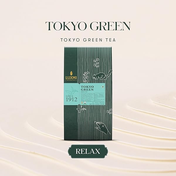LUXMI ESTATES TOKYO GREEN ORGANIC GREEN TEA (25 TEA BAGS) TEA BAGS FOR RELAXING, CALMING, AND STRESS RELIEF, WITH CERTIFIED ORGANIC DARJEELING MAKAIBARI GREEN TEA