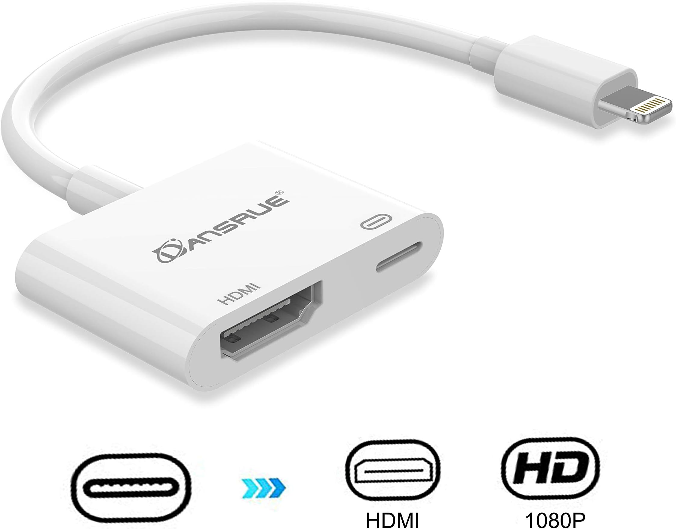 2020 Digital HDMI Adapter Converter New Edition 2 in 1 Plug and Play Digital AV Connector Compatible with Phone 11/X/8/7/Plus WT1