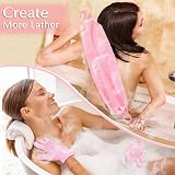 Anezus Exfoliating Shower Bath Gloves Back Scrubber Set - Pink view 2