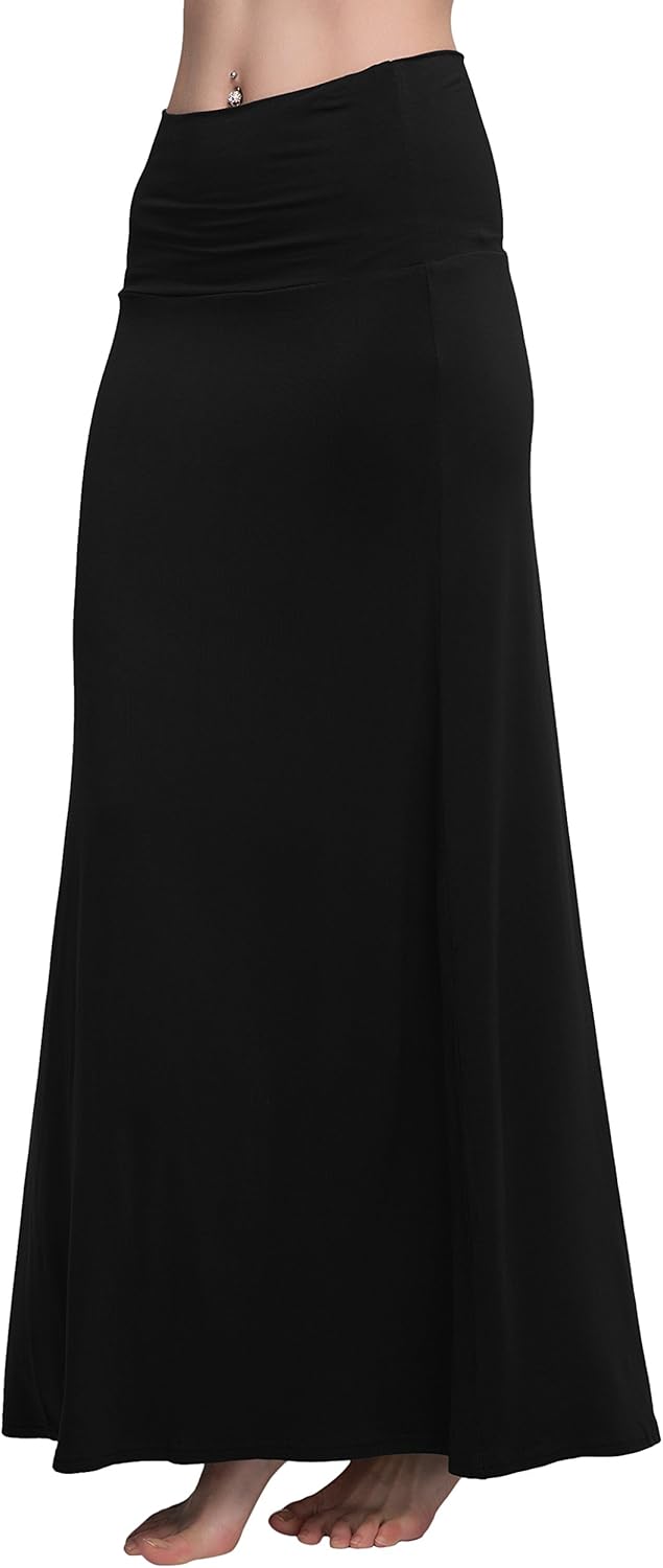 Urban CoCo Women's Stylish Spandex Comfy Fold-Over Flare Long Maxi Skirt at  Women’s Clothing store