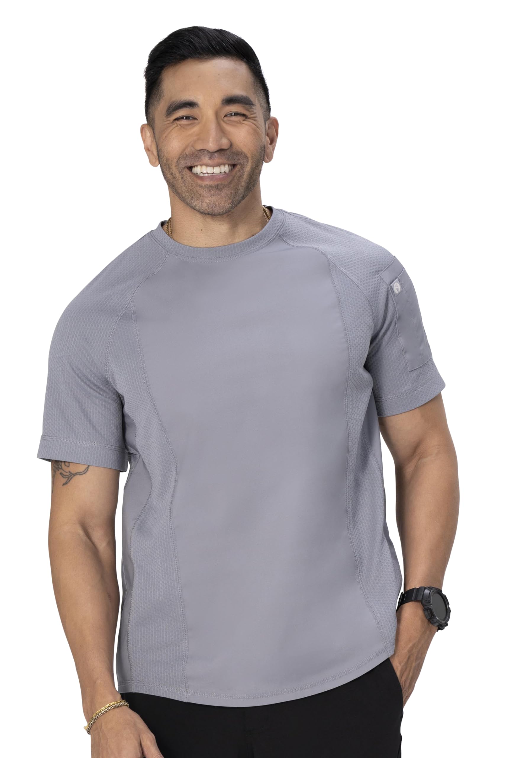 Photo 1 of Chef Works Unisex Aryes Crew Shirt, Gray, Small