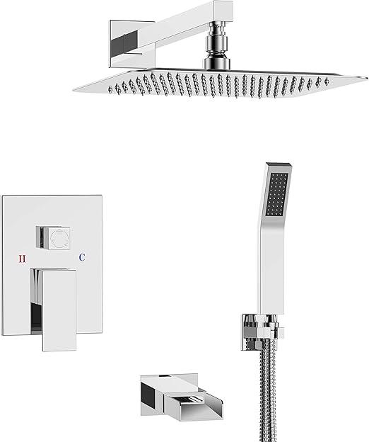 Sr Sun Rise 12 Inches Tub Spout Shower Faucets Sets Complete 3