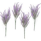 Ling's moment Artificial Purple Lavender, 4 Bushes Fake Lilac Flower for Wedding Bouquet DIY Table Centerpieces and Floral Arrangement Decoration