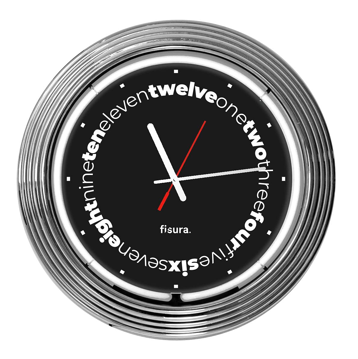 FISURA Wall Clock, Metal, Black, Standard Size