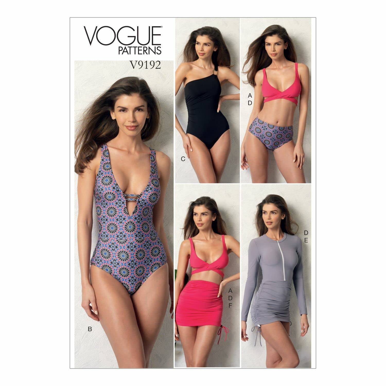 Vogue Patterns 9192, Misses Top,Swimsuit,Bottom and Cover up,Sizes 6-14, A5 (6-8-10-12-14)