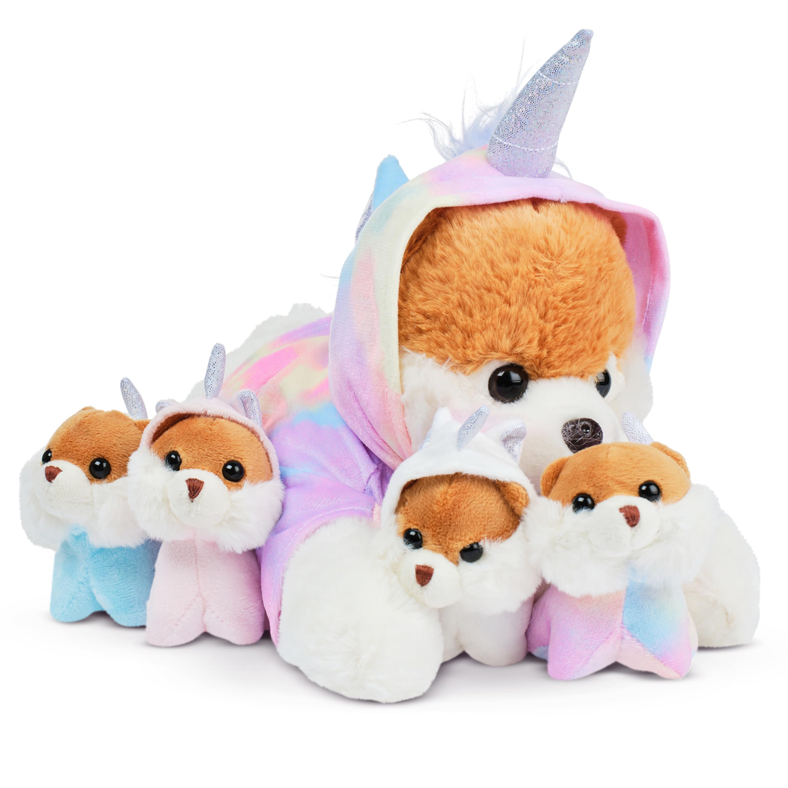 Photo 1 of PixieCrush Dog Stuffed Animals - Bernese Mommy with 4 Puppies in Her Tummy - Huggable and Fluffy Dog Plushies for Imaginative Play - Plush Toys Suitable for Kids 3 Years Old and Above - 5" x 10" x 8"