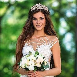 Rose Gold Crown for Women Crystal Princess Tiaras