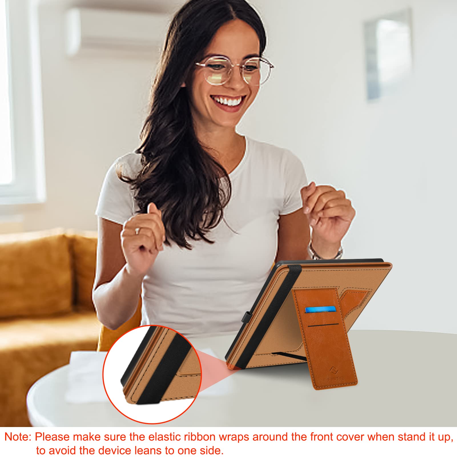 Fintie Stand Case for Kindle Scribe - Premium PU Leather Foldable Stand Cover Auto Sleep/Wake with Card Slot and Pen Holder for 10.2 Inch Kindle Scribe (2024/2022 Release), Brown