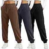 Velvelhall 3 Pack Women's Corduroy Pants Joggers Casual Drawstring High Waist Straight Leg Baggy Sweatpants with Pockets