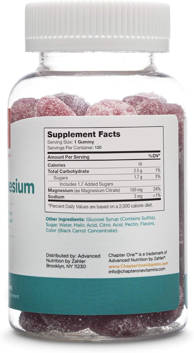 Chapter One Magnesium Gummies, Great Tasting Magnesium for Kids, Calm Kids Magnesium, Magnesium Gummies for Women and Men, Certified Kosher, (60 Flavored Gummies): Health & Personal Care