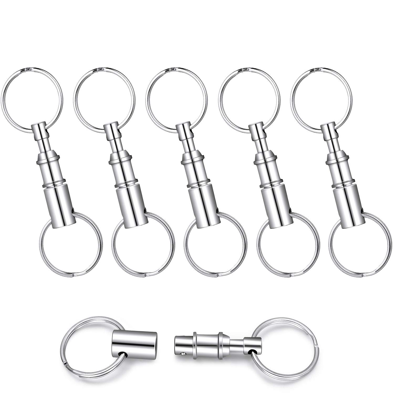 6 Pieces Quick Release Keychain Detachable Pull Apart Key Rings Dual Snap Lock Holder Key Ring for Convenient Accessory Gifts