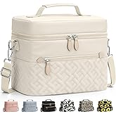 Capolo Lunch Box for Women Men Adults,Insulated Lunch Bag Leakproof Lunch Cooler Box with Removable Strap Cute Lunch Tote Bags Reusable Thermal Lunchbox for School Work Picnic(Small,Beige)