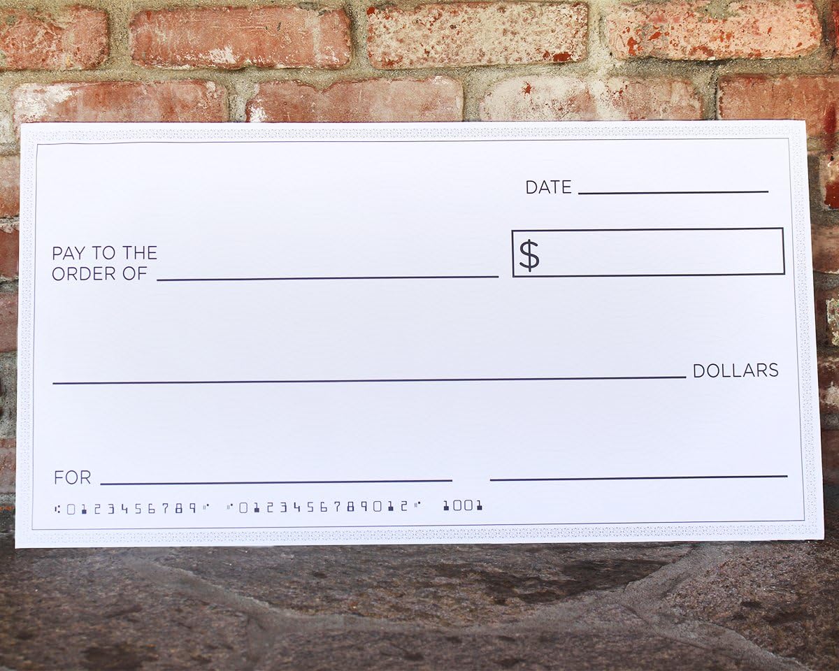 Blue Panda Giant Checks - 5-Count Paper Giant Fake Novelty Checks, Large Presentation Checks for Endowment Award, Donations, and Fundraisers, Each Big Check Measures 30 x 16 Inches : Office Products
