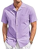 COOFANDY Mens Button Down Short Sleeve Shirts Linen
