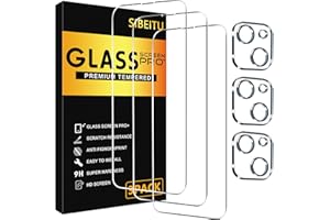 SIBEITU 3 Pack Screen Protector for iPhone 14 Plus with 3 Pack Camera Lens Tempered Glass Protector, 6.7 Inch HD Clear Temper