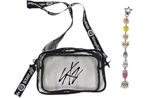 BENSMABAY SK Lightstick Storage Bag Compatible with Stray Kids Lightstick Ver1/2, SK Merchandise Cross Body Transparent PVC Shoulder Bag Handbag STRAY Gifts