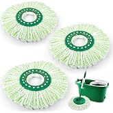 Spin Mop Head Replacement for Libman Tornado Mop Refill, Microfiber 3-Pack | Not for old version. Inner 4 in, outer 6.9 in, full 14.5 in. Green washable microfiber spin mop for wood, tile &amp; hard floors.