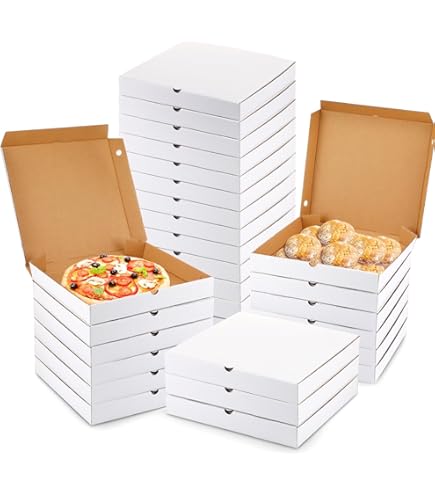 EG4TEC 100 X Pizza Boxes ☆ Takeaway Fast Food Cake Packaging White