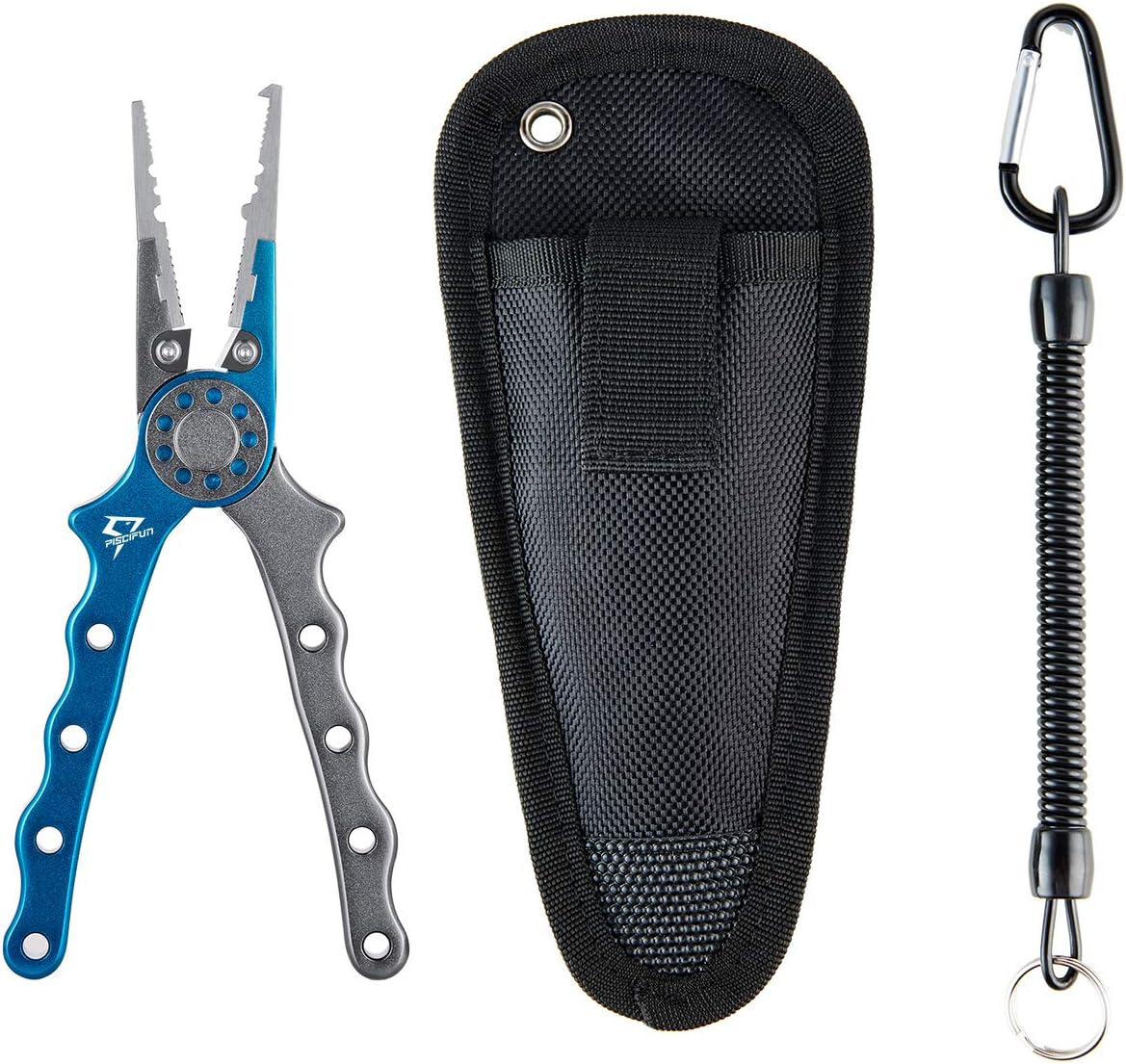 Piscifun Fishing Pliers Aluminum Braid Cutters Split Ring Pliers Hook Remover Fish Holder with Sheath and Lanyard : Sports & Outdoors