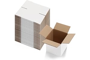 Calenzana 6x6x6 Inches Shipping Boxes Set of 40, White Corrugated Cardboard Box for Packing Mailing Small Business